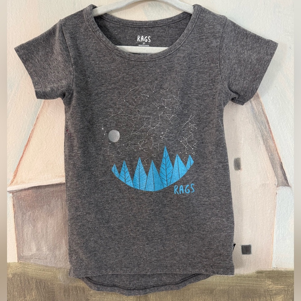 RAGS TO RACHES Constellation Star T-shirt Gray Blue Size 2T